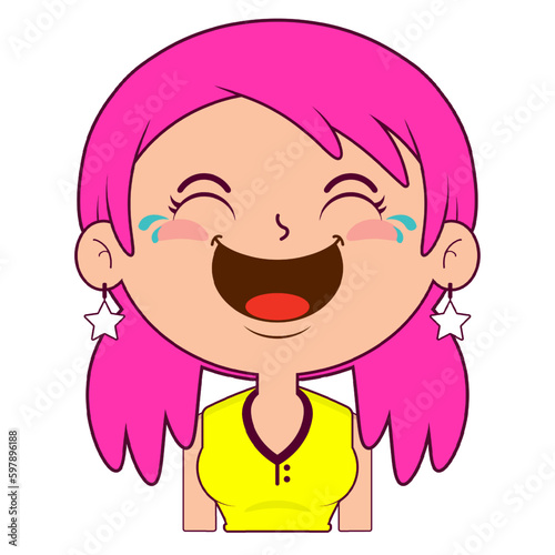 girl laughing face cartoon cute