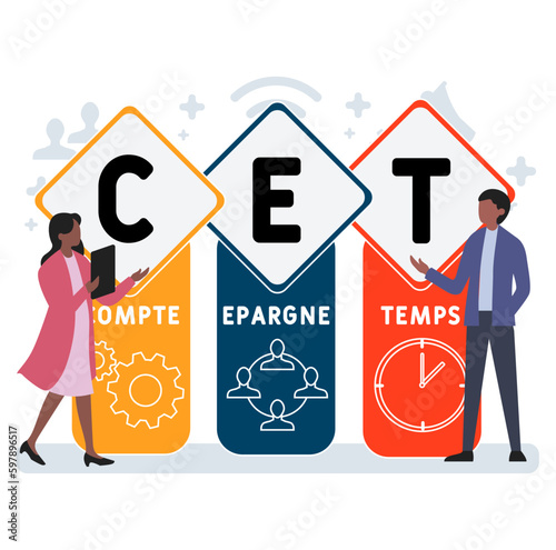 CET - compte epargne temps  acronym. business concept background. vector illustration concept with keywords and icons. lettering illustration with icons for web banner, flyer, landing