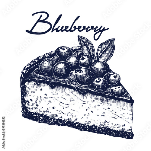 blueberry cheesecake vintage sketch 