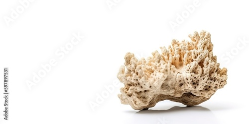 Coral Rock on White Background and Space for Text, Mockup Illustration with Generative AI