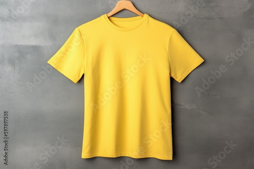 Obraz na płótnie yellow t shirt with background. AI generative image. w salonie