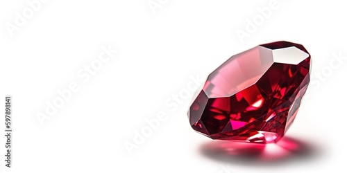 A Ruby on White Background and Space for Text, Mockup Illustration with Generative AI
