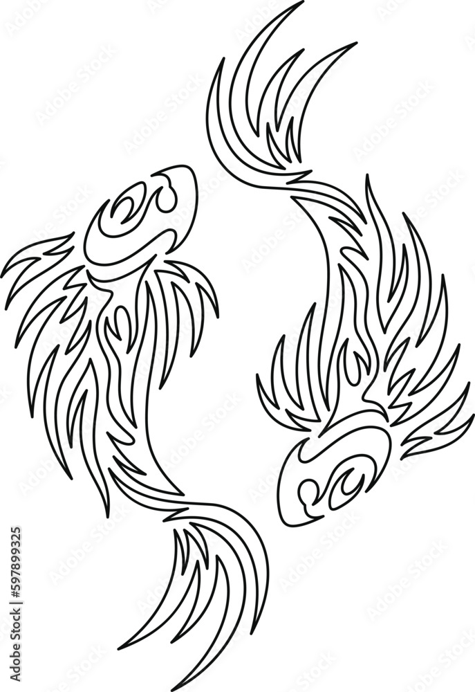 Fototapeta premium Abstract Design of Two Fishes, Symbol of Pisces