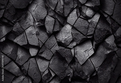 fond de texture de roche noire brute détaillée, AI