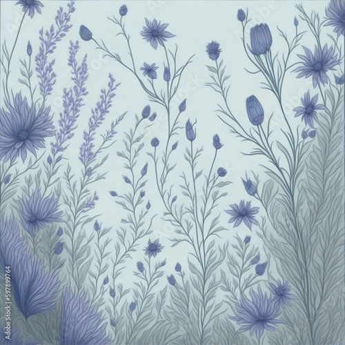 light blue background with wildflowers