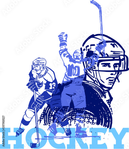 vector illustration sketch of the hockey player 