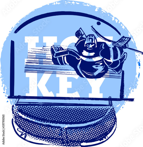 vector illustration sketch of the hockey player 
