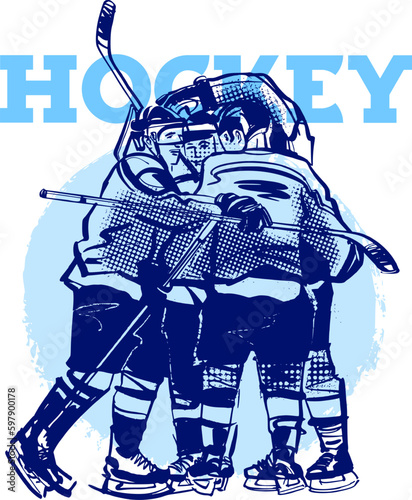 vector illustration sketch of the hockey player 