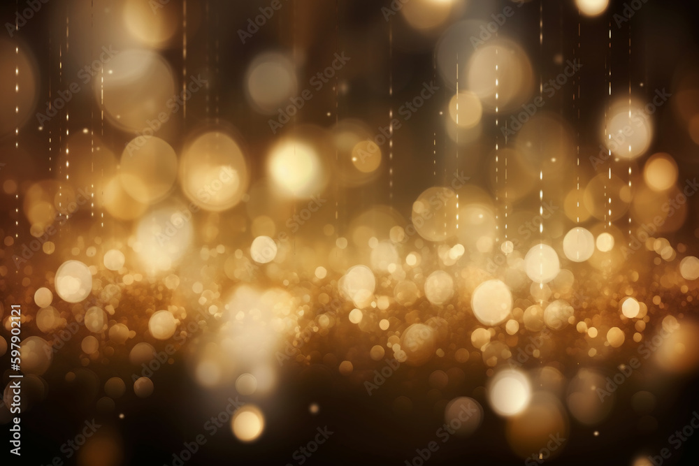 A blurred gold light, silver light abstract background with bokeh glow, Illustration. AI generative
