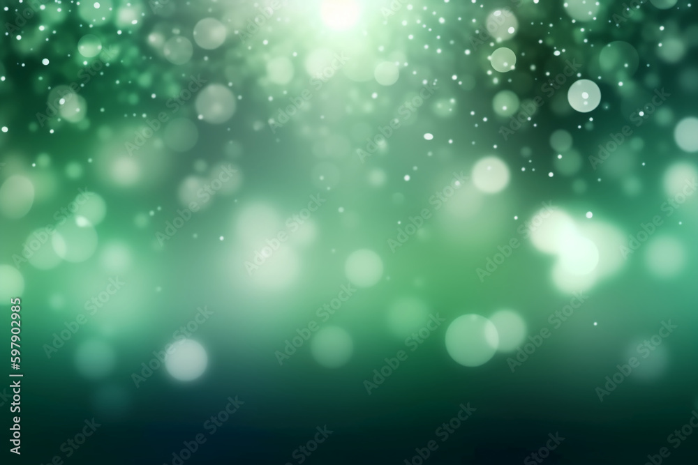 A blurred white light, green light abstract background with bokeh glow, Illustration. AI generative