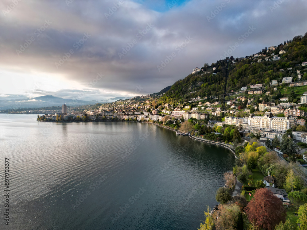Beautiful Montreux Riviera at sunset - travel photography