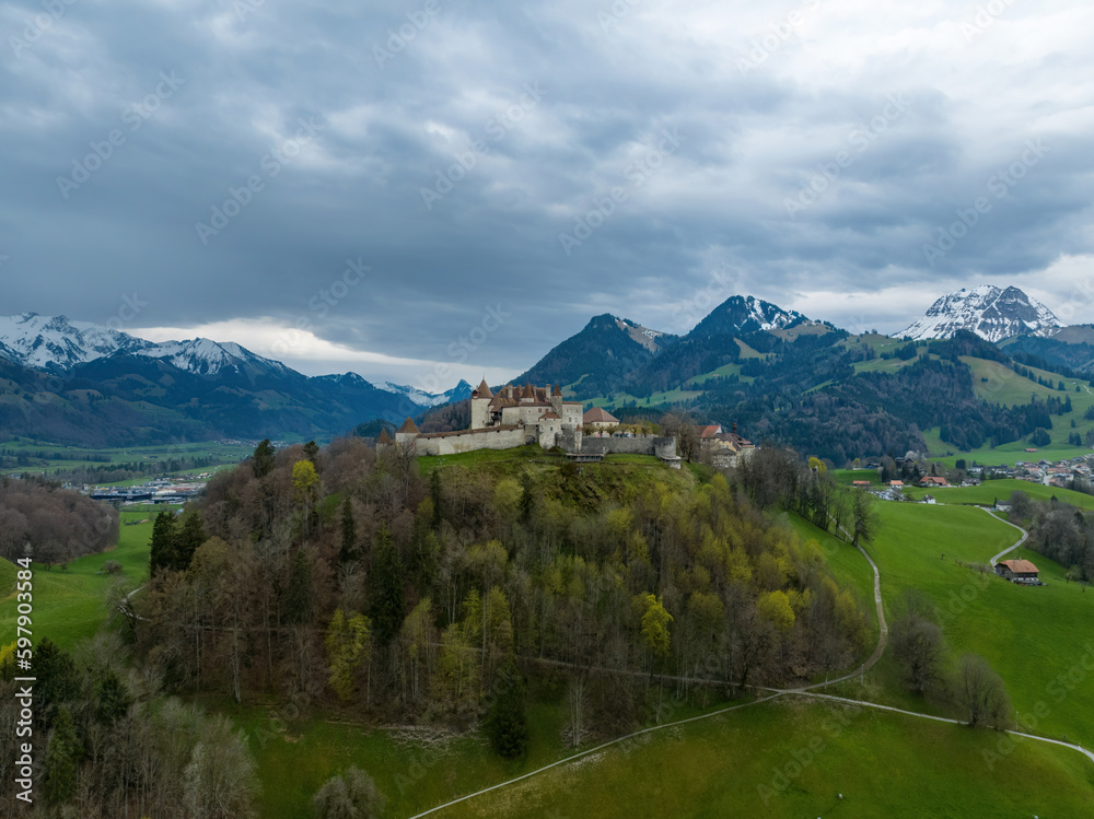 Famous Gruyere Castle in Switzerland also called Schloss Greyerz - travel photography