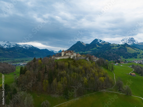 Famous Gruyere Castle in Switzerland also called Schloss Greyerz - travel photography