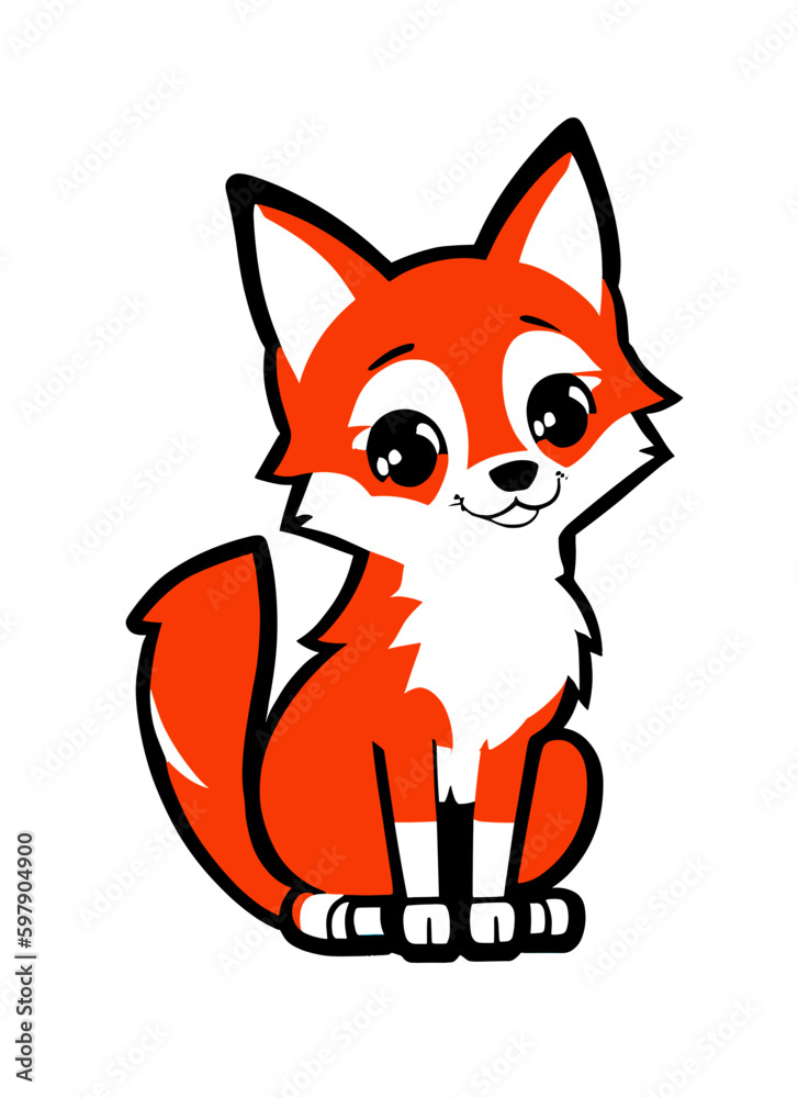 cartoon fox, vector illustration, fire fox, red fox, sticker, logo cartoon fox, vector illustration, fire fox, red fox, sticker, logo
