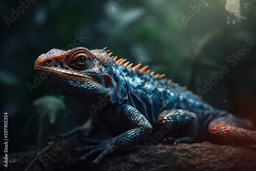 Lizard in the jungle. Generative AI © August