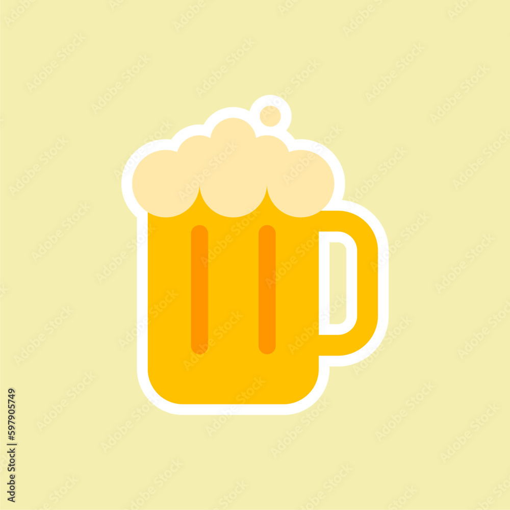 cartoon glass of beer flat design vector illustration. cartoon glass of beer flat design vector illustration.