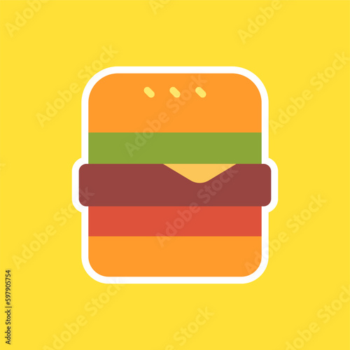 Burger flat design vector illustration. cartoon hamburger