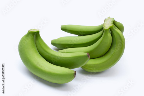 Raw banana isolated on white background.