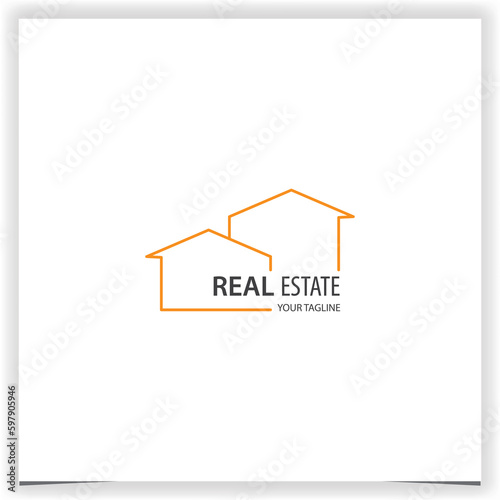 outline real estate house building logo premium elegant template vector eps 10