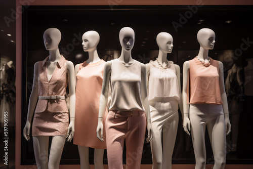 Showcase of clothing store Female mannequins  Generative AI