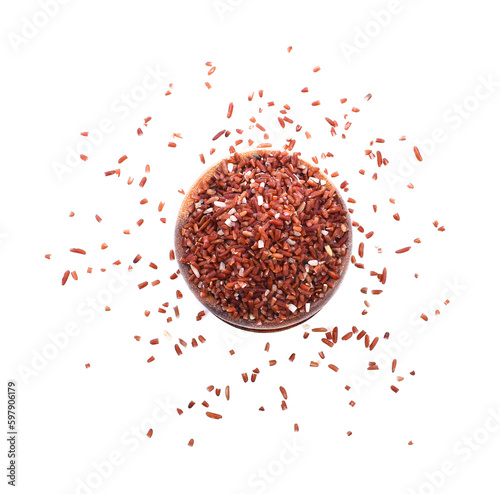 Raw organic riceberry rice in close up transparent png photo