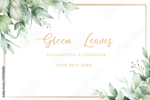 watercolor green leaves background