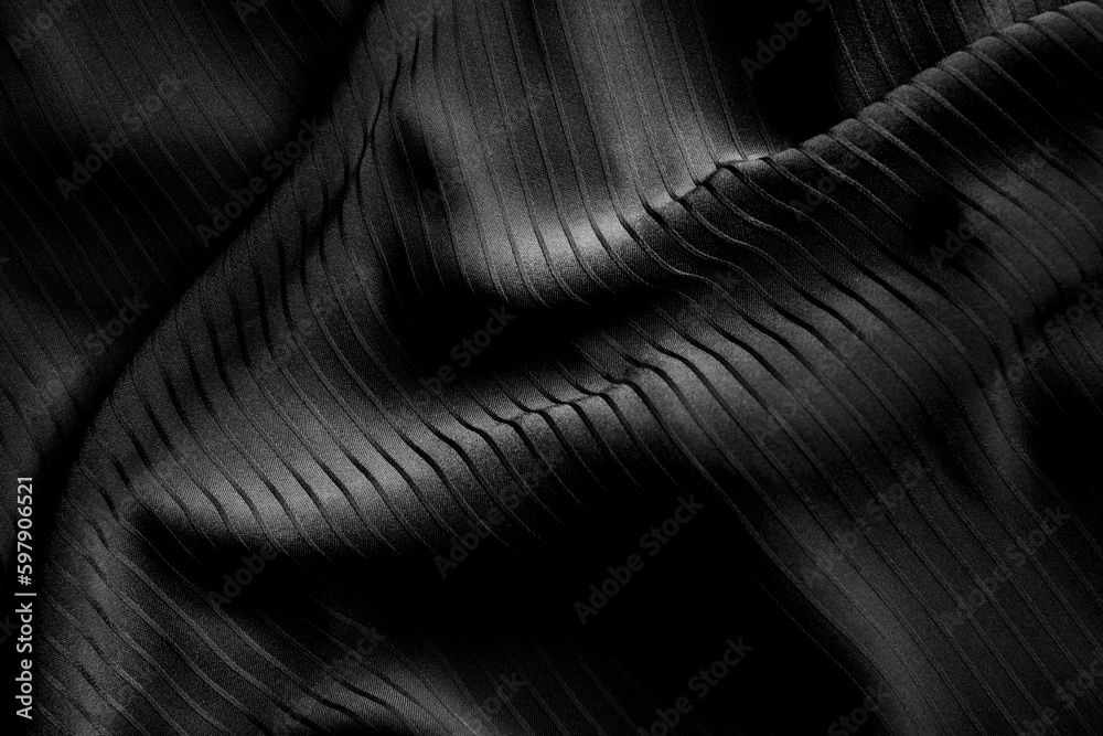 Dark black and gray blurred gradient and line of cloth or fablic background has a little abstract light. - obrazy, fototapety, plakaty 