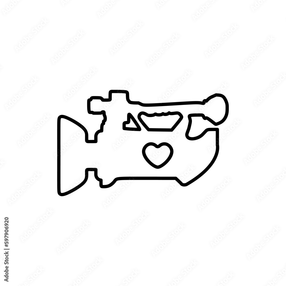 Wedding Video Camera or Camcorder icon in outline mode. Top choice of wedding video shooting symbol template vector illustration in trendy style. Editable graphic resources.