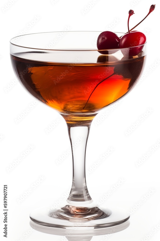 Manhattan cocktail isolated on a white background, generative AI