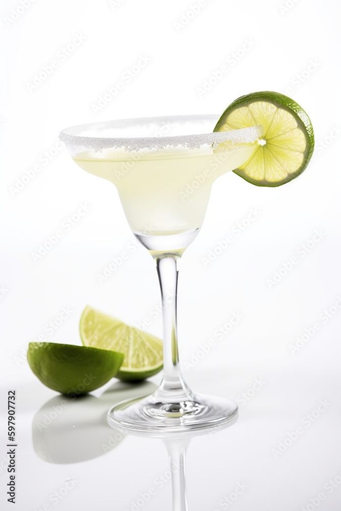 Margarita cocktail isolated on a white background, generative AI Margarita cocktail isolated on a white background, generative AI