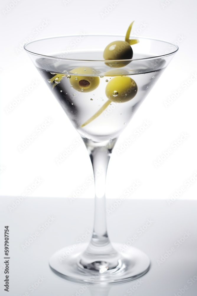 martini cocktail isolated close up on a white background, generative AI