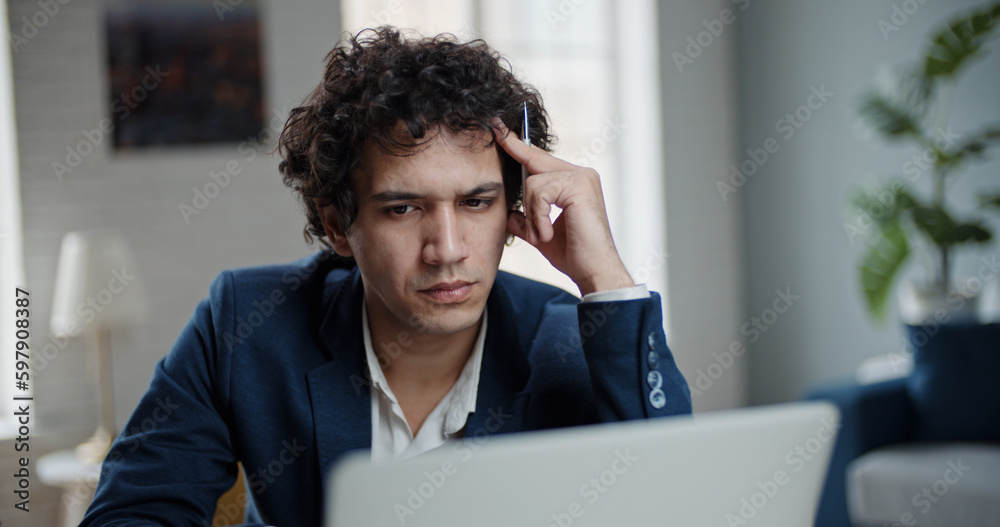 Young hr manager having an interview with applicant via a online video chat. Asian employee listening to instructions during online team meeting Young hr manager having an interview with applicant via a online video chat. Asian employee listening to instructions during online team meeting