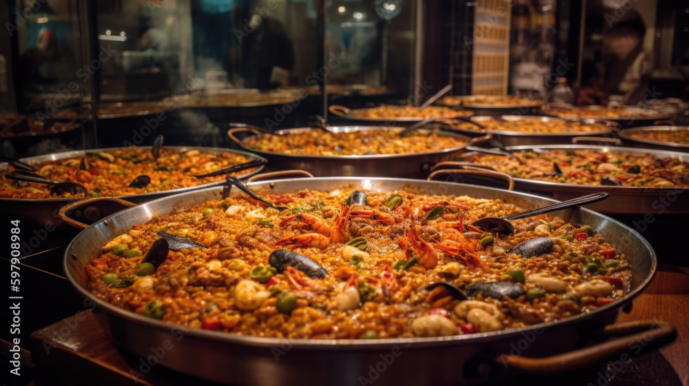 a delicious spanish paella. Generative AI a delicious spanish paella. Generative AI