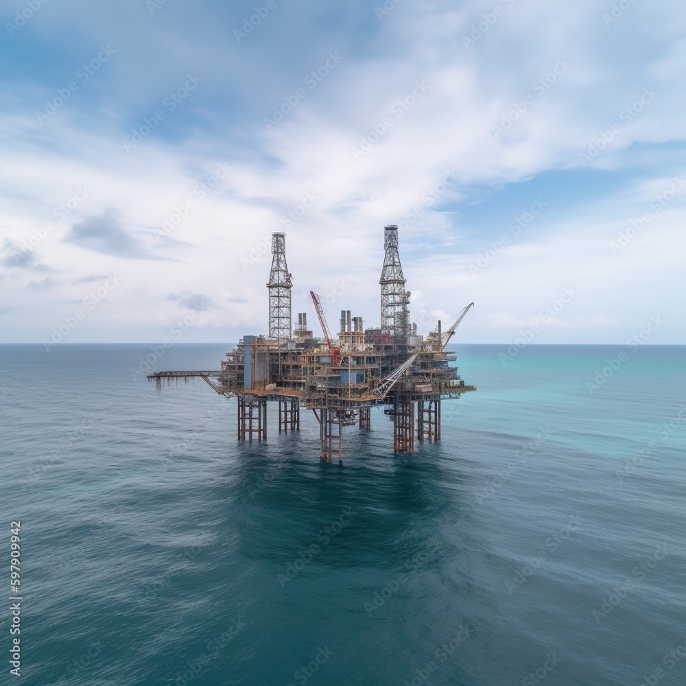 oil rig drilling platform. generative ai