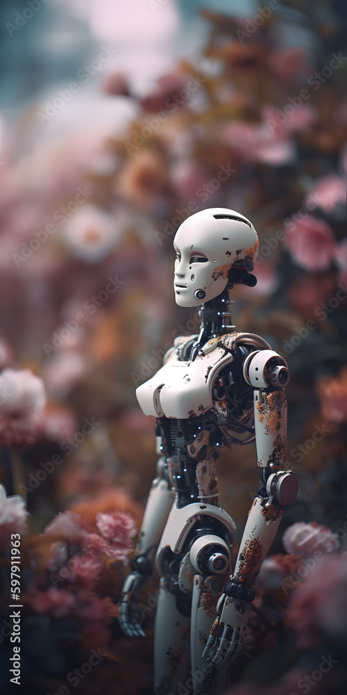 Artificial Bloom: Exploring the Intersection of Robots and Flower Fields, AI Generative Artificial Bloom: Exploring the Intersection of Robots and Flower Fields, AI Generative