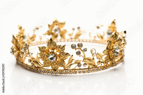 golden women crown. floral pattern. ai generated