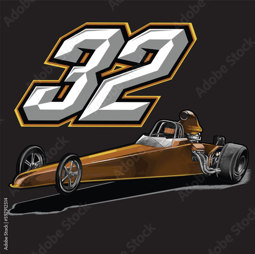 brown drag race illustration isolated in black background for poster, t-shirt, graphic design, business element, and card