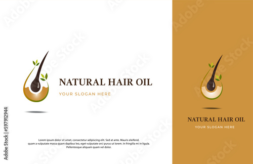 natural hair oil logo design icon template