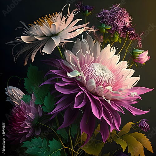 芸術的な花のイメージ、Generative AI.