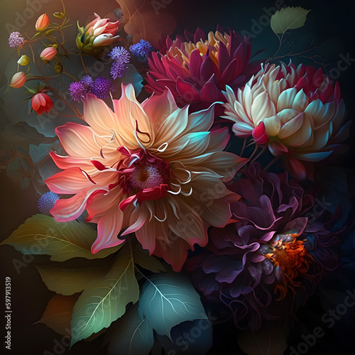 芸術的な花のイメージ、Generative AI.