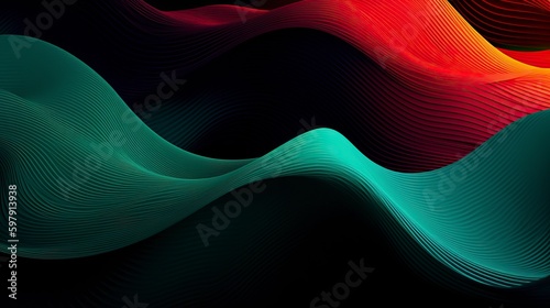 Abstract waves glowing colors, desktop background - Generative Ai