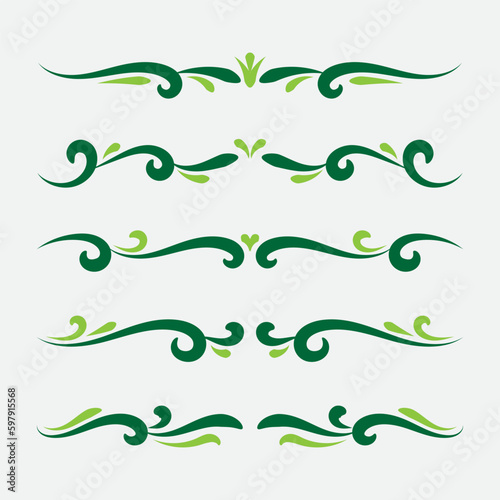 Set of ornamental filigree flourishes and dividers. Classical vintage elements, vector illustration