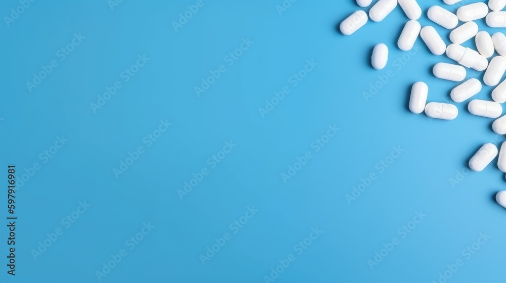 Pharmacy theme background, medicine tablets. Generative AI