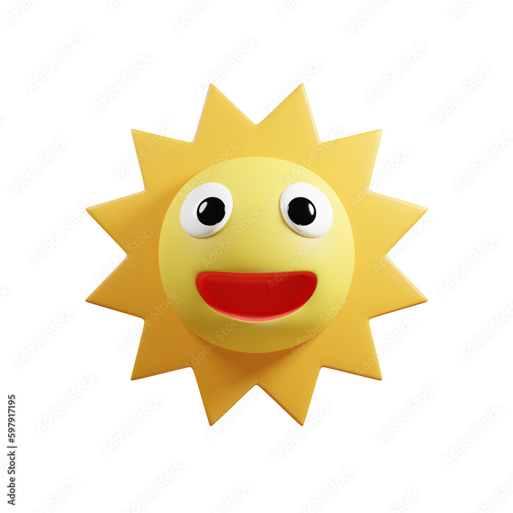 3D Cartoon Sun Face.