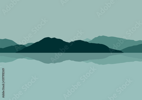 beautiful lake and mountains vector illustration design