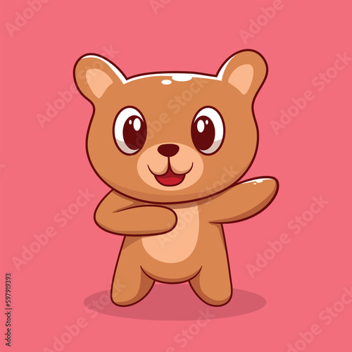 teddy bear dubbing icon carton ilustration