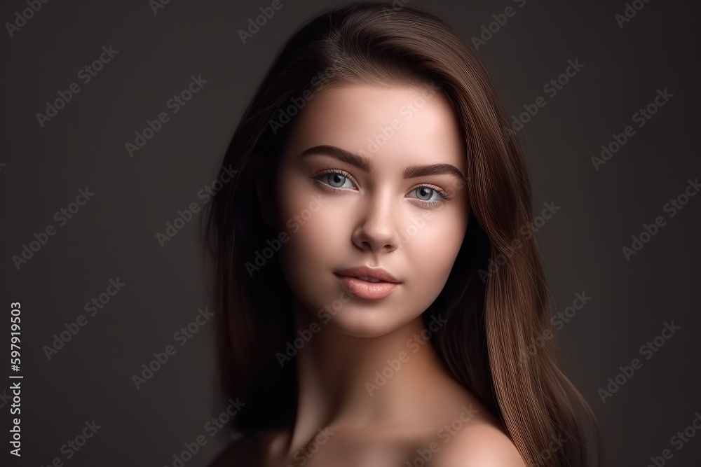 Gorgeous natural beauty. Young woman posing in the studio. Generative AI Gorgeous natural beauty. Young woman posing in the studio. Generative AI