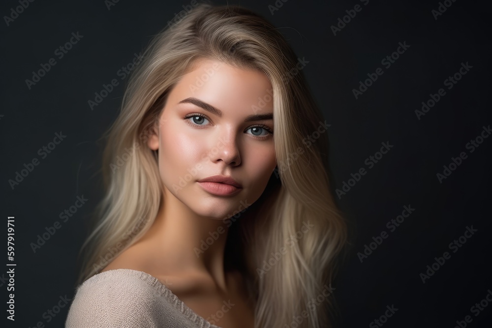 Gorgeous natural beauty. Young woman posing in the studio. Generative AI Gorgeous natural beauty. Young woman posing in the studio. Generative AI