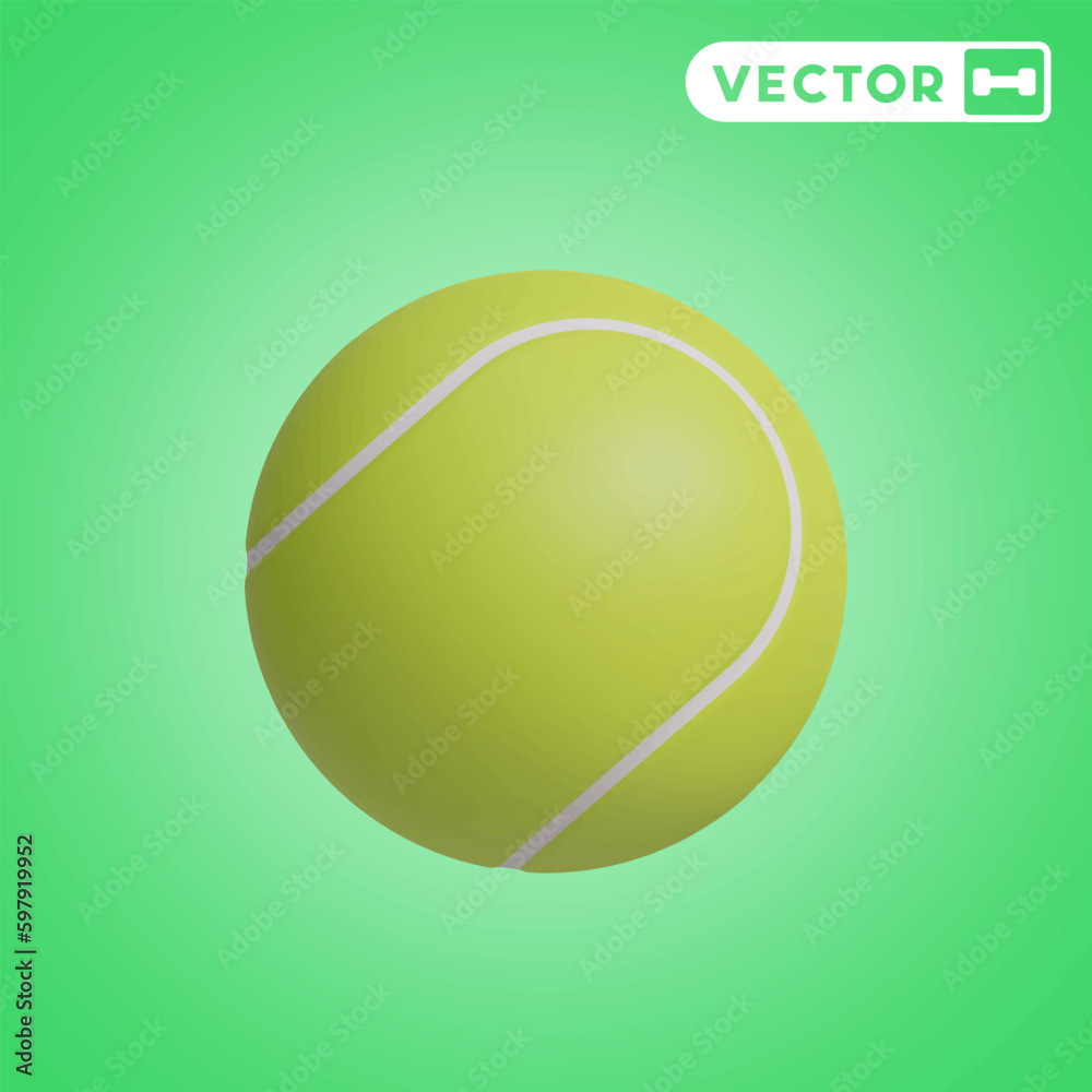 tennis ball 3D vector icon set, on a green background