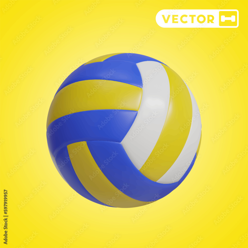 volleyball 3D vector icon set, on a yellow background volleyball 3D vector icon set, on a yellow background